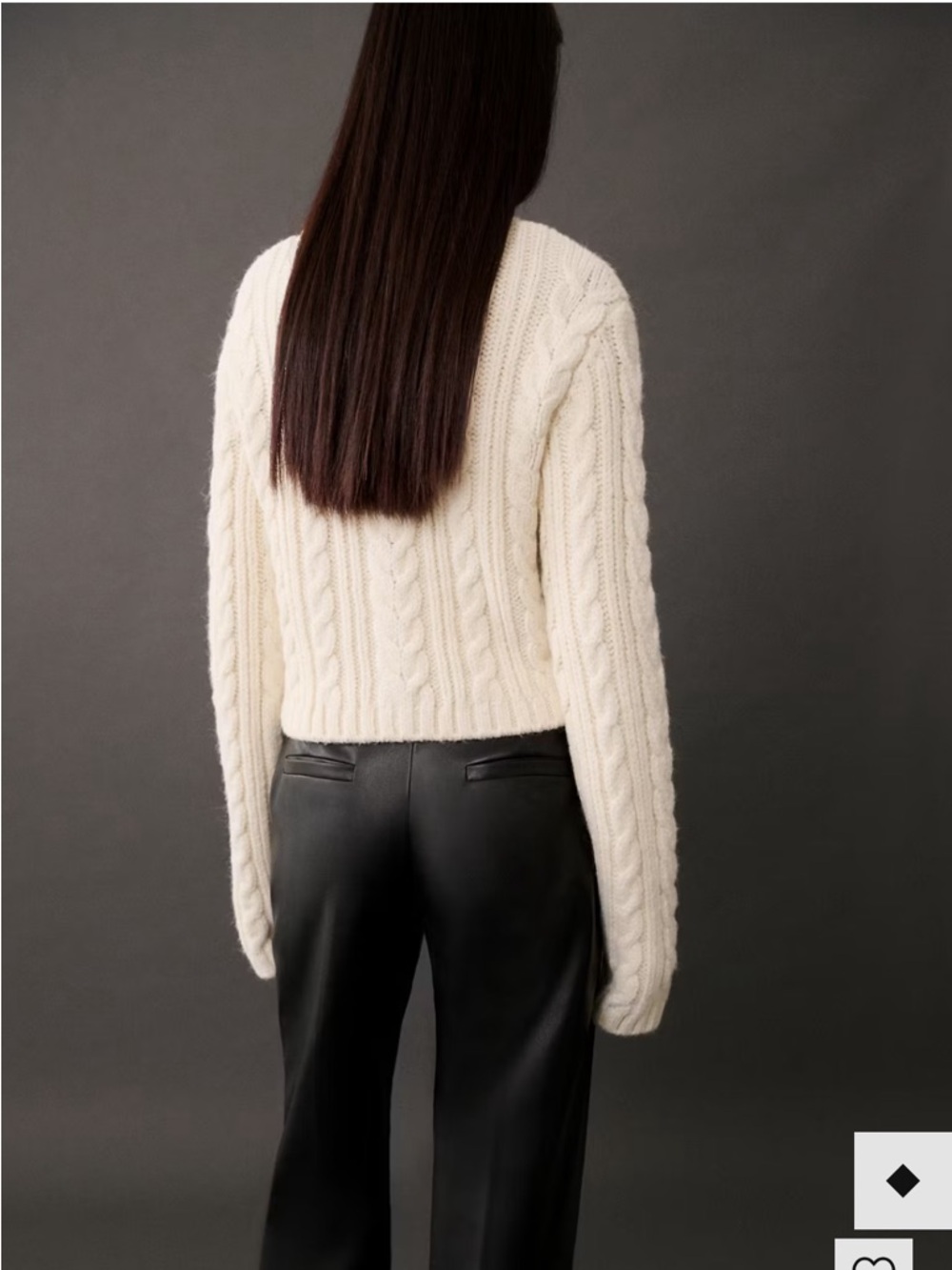 Mango Cable Knit Cropped Cardigan Ecru Button Front Size M - Picture 2 of 8